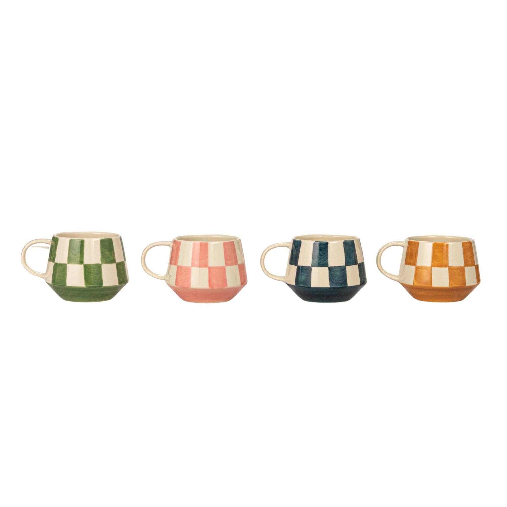 Hello Honey® 10oz. Checkered Stoneware Mug, 4ct.